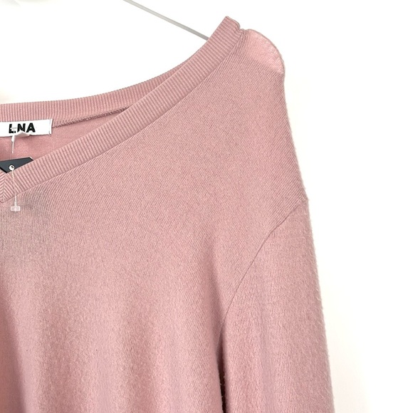 LNA Fallon Crystal Rose Cutout V-Neck Sweater - Picture 4 of 10